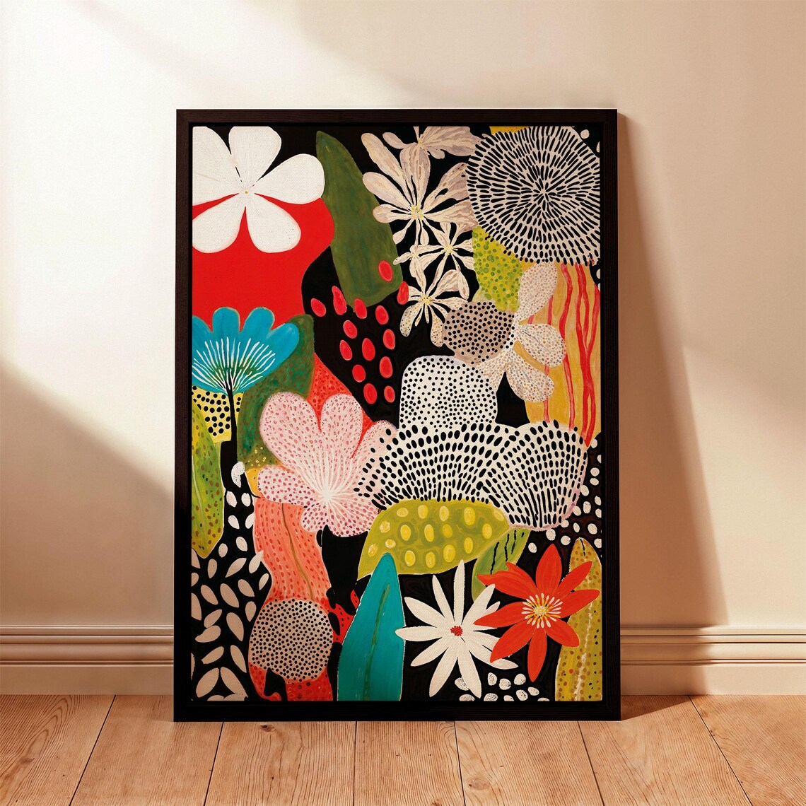Yayoi Kusama Colorful Polka Dot Garden Modern Floral Art Poster