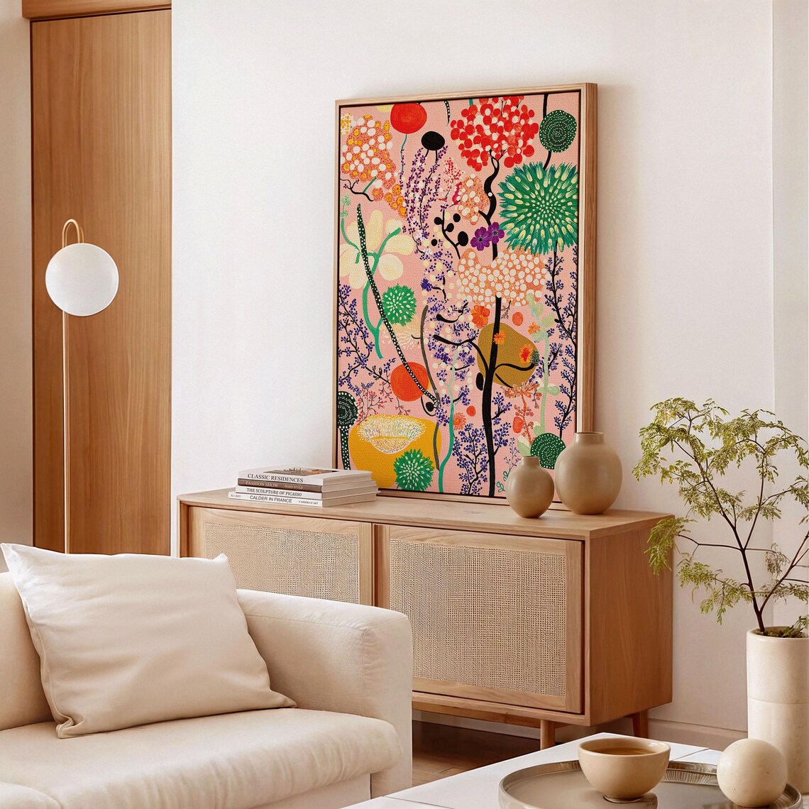 Yayoi Kusama Pink Floral Garden Botanical Meadow Japandi Art Poster - Image 3