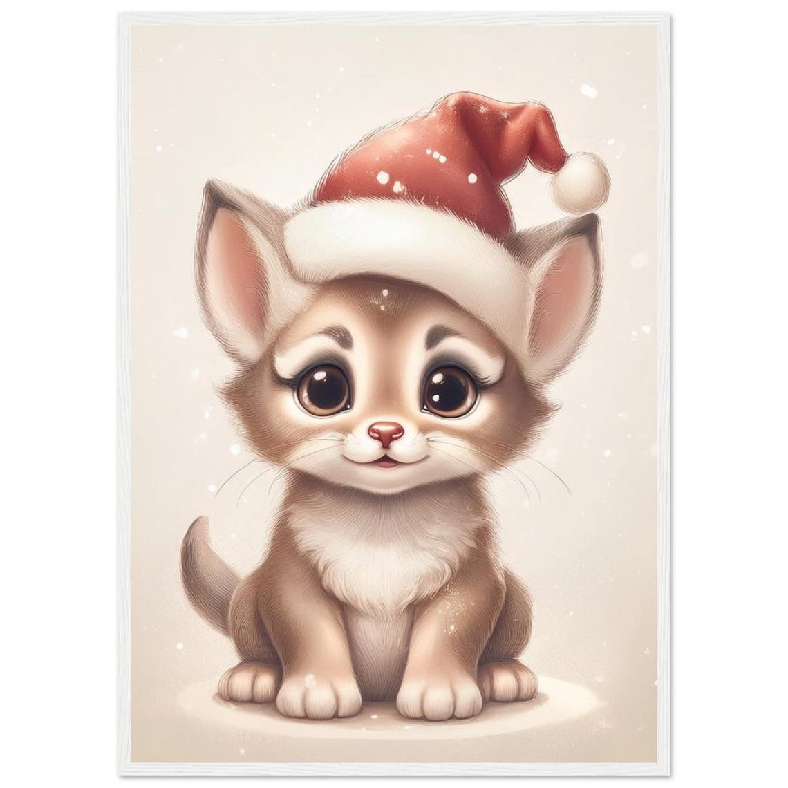 Christmas Kitten in Red Santa Hat Cute Holiday Animal Poster - Image 2