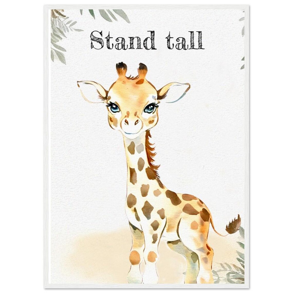 Stand Tall Cute Baby Giraffe Watercolor Nursery Kids Room Poster - Image 3