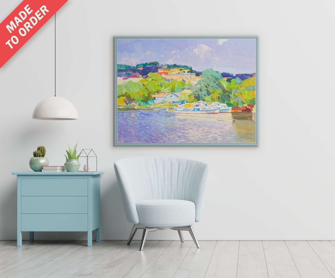 River Boats and Ships Custom Oil Painting