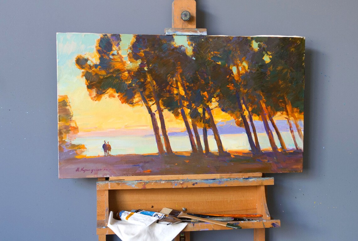 Golden Evening On The Seashore, Oil Painting - Image 2