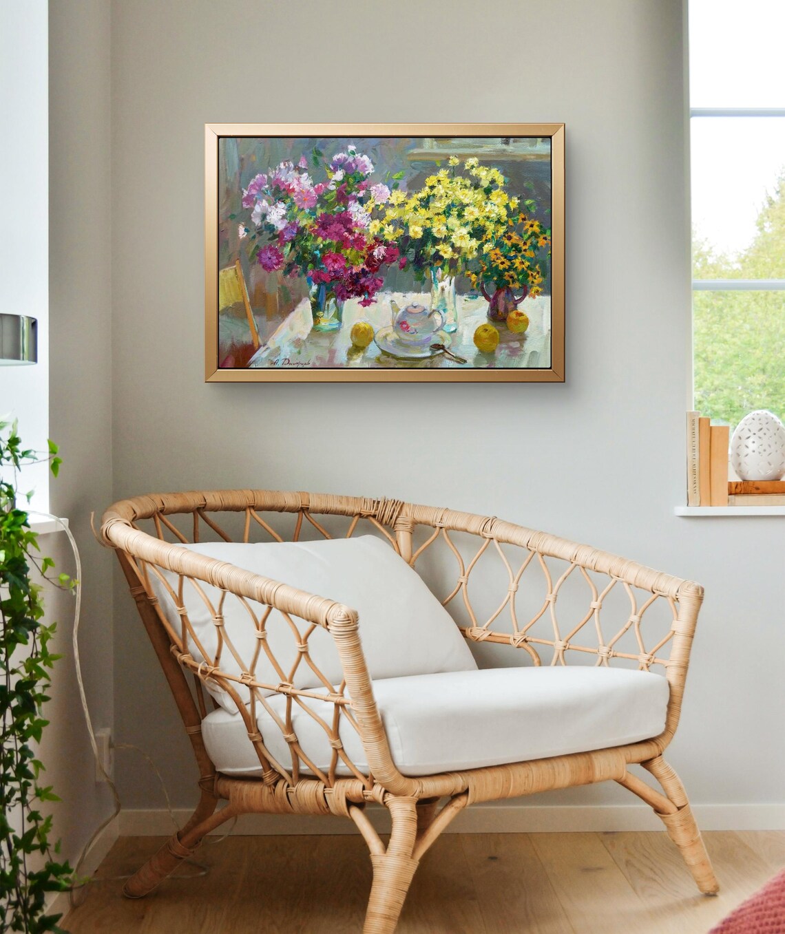 Sunlit Bouquet Harmony, Elegant Floral Still Life - Image 2