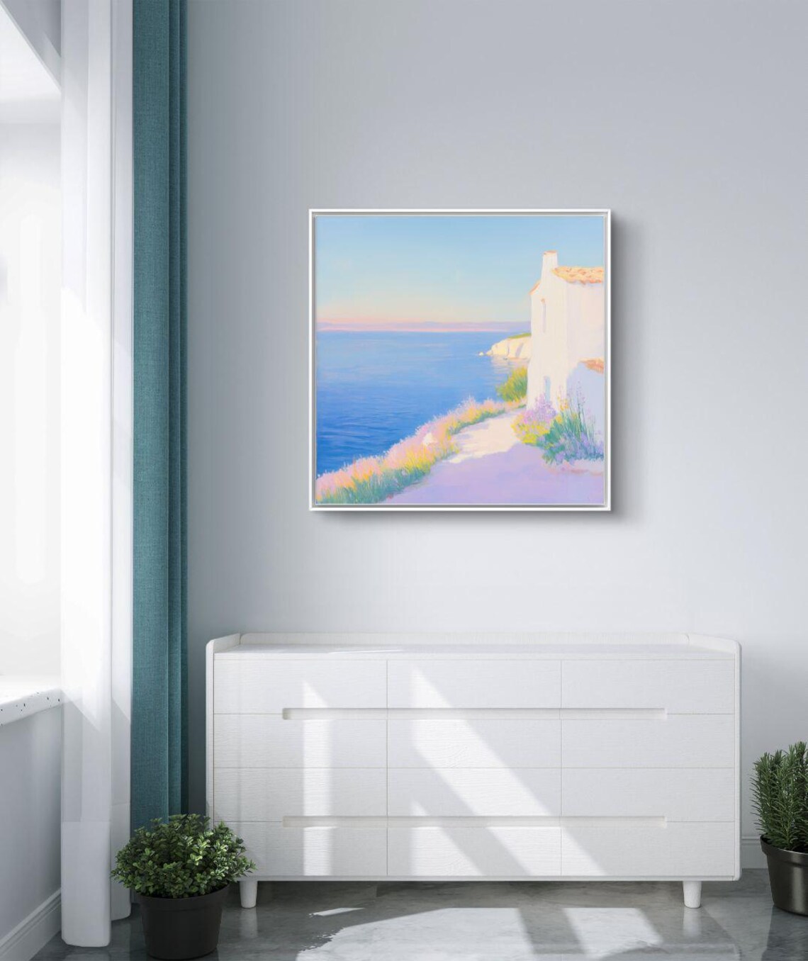 Lavender Breeze By The Sea, Serene Coastal Landscape