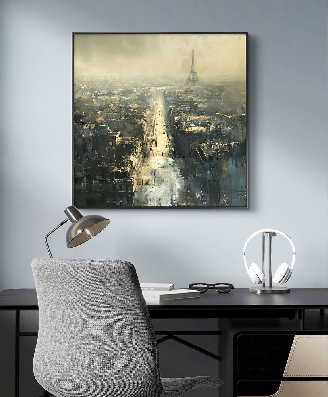 Parisian Eiffel Tower Oil Painting, French Cityscape