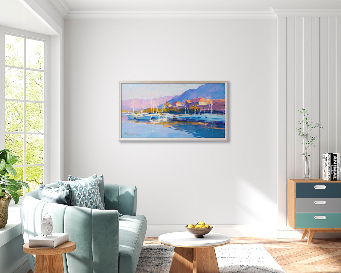 Southern Seascape, Yachts At The Pier Art Print
