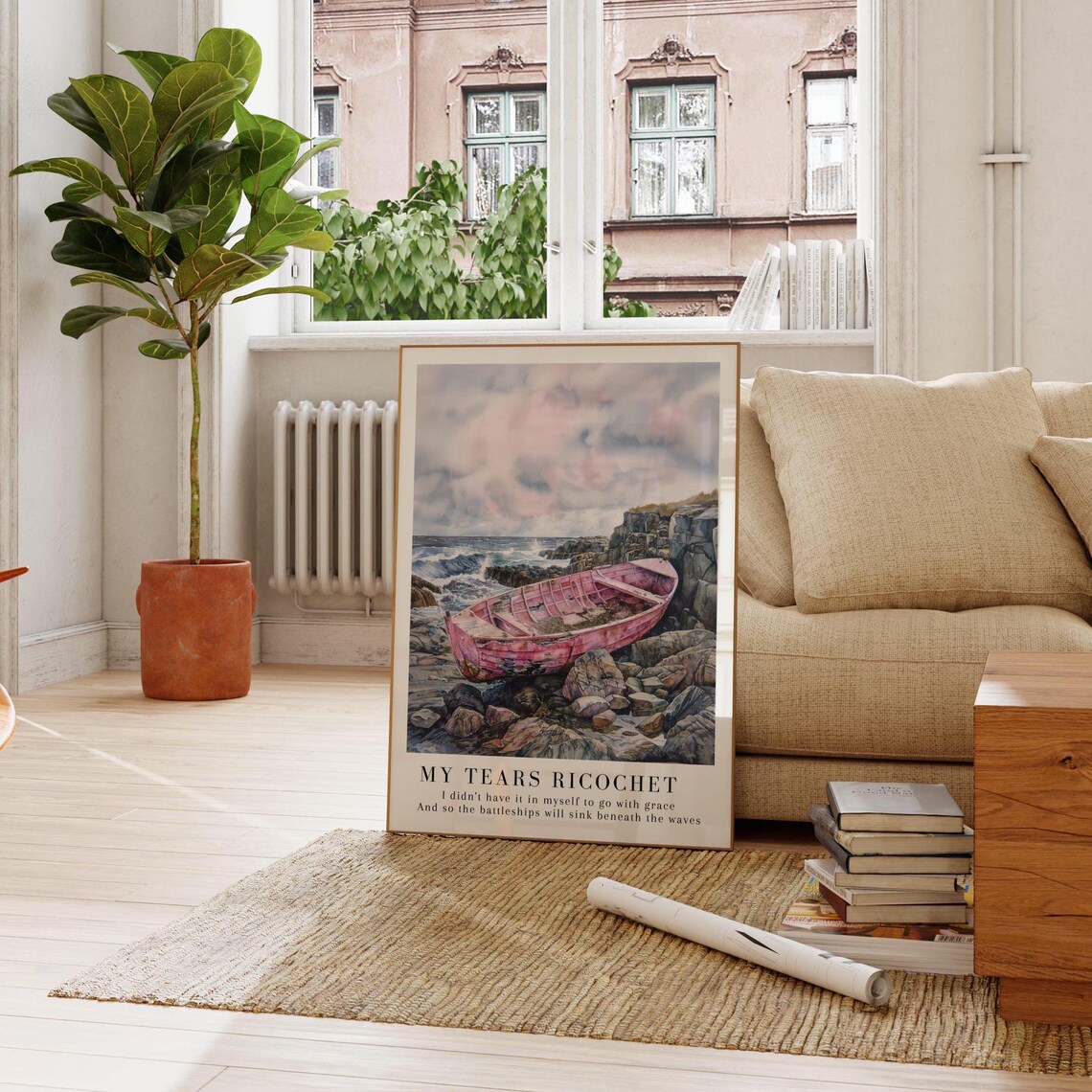 My Tears Ricochet Folklore Sea Hillside Art Print - Image 3