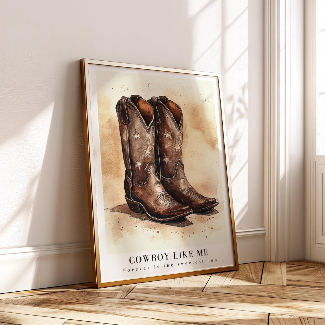 Taylor Swift Cowboy Like Me Star Boots Watercolor Lyric Poster