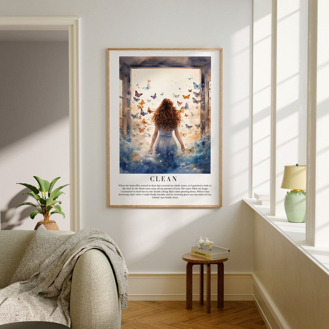 Clean Taylor Swift Butterfly Woman Watercolor Lyric Art Poster - Image 2