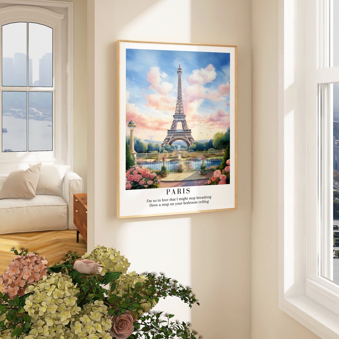 Paris Taylor Swift Eiffel Tower Roses Watercolor Lyric Art Poster - Image 3