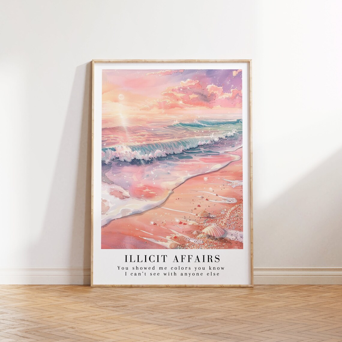 Taylor Swift Illicit Affairs Pink Beach Lyric Watercolor Poster - Image 3