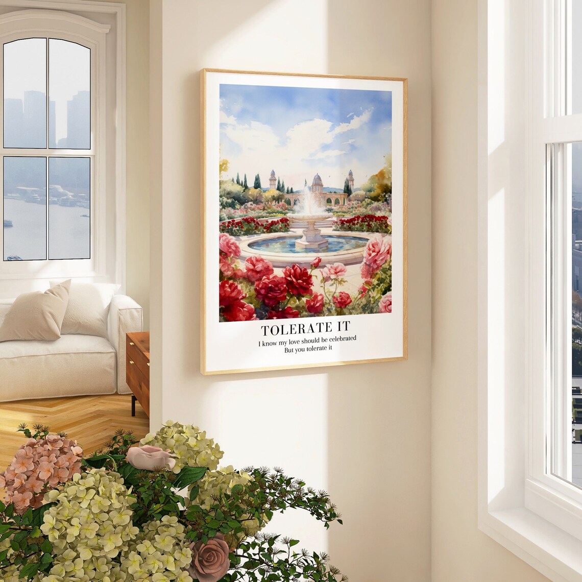 Tolerate It Taylor Swift Rose Garden Fountain Lyric Art Poster - Image 3