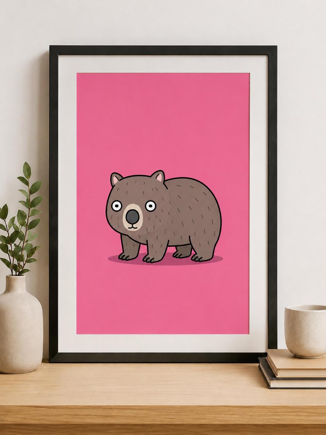 Absolute Unit Wombat Funny Cartoon Chunky Australian Animal Pink Poster