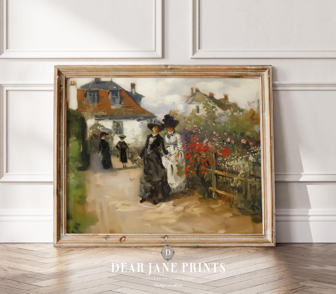 Edwardian Women Strolling Garden Path by White House Vintage Poster - Image 2