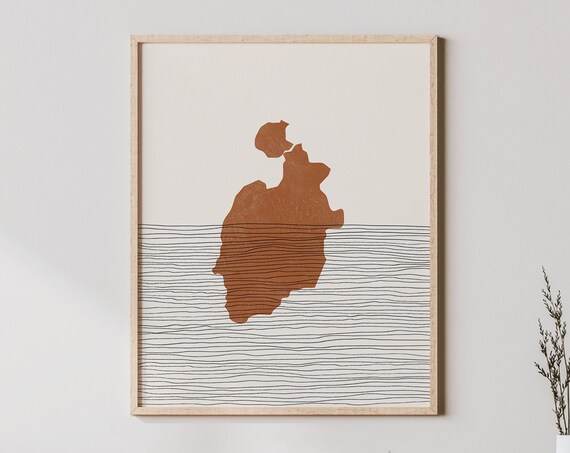 Isla de Providencia Colombia Minimalist Terracotta Boho Map Art Poster