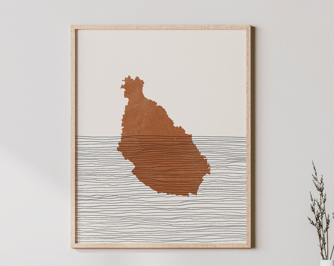 Boho Island Silhouette Minimalist Santiago Galapagos Travel Poster