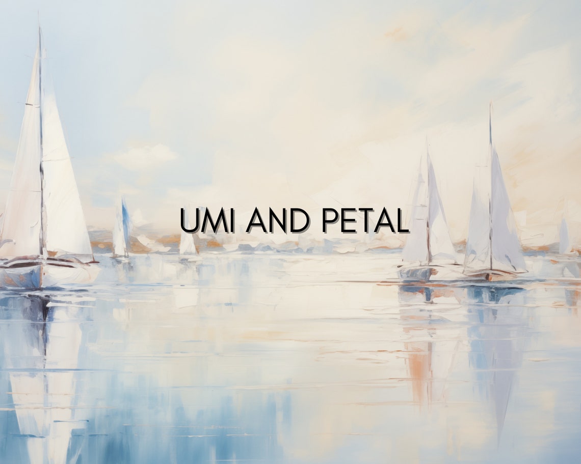White Sailboats Calm Blue Water Serene Coastal Sailing Poster - Image 2