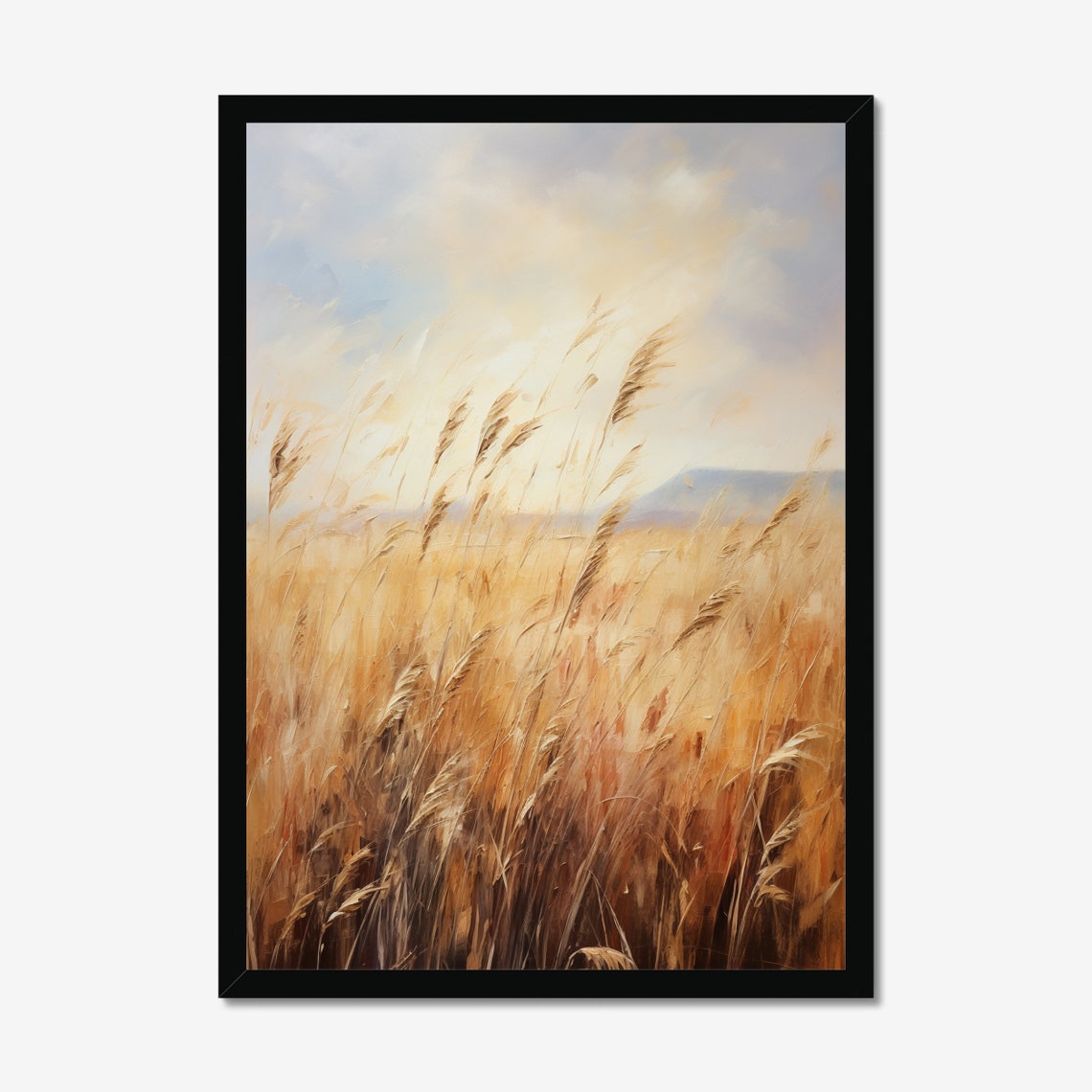 Golden Tall Grass Swaying in the Wind Soft Light Nature Art Poster