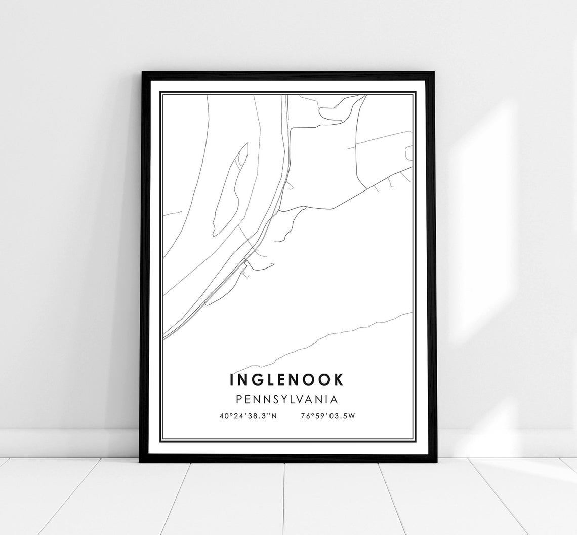 Inglenook Pennsylvania Minimalist City Street Map Art Poster