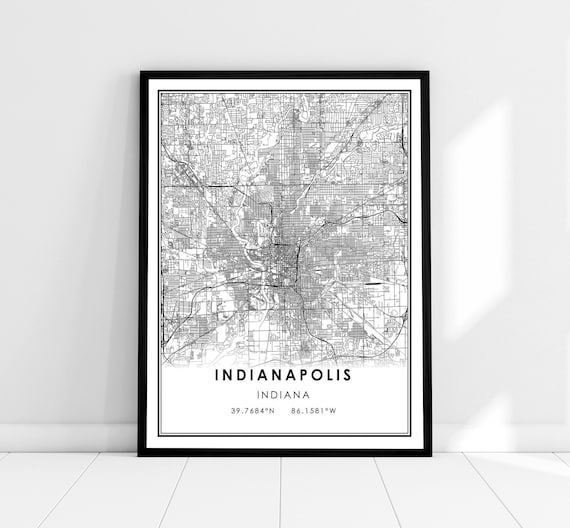 Indianapolis Map Poster, Indiana City Travel Print