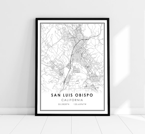 San Luis Obispo Map Poster, Travel Wall Art