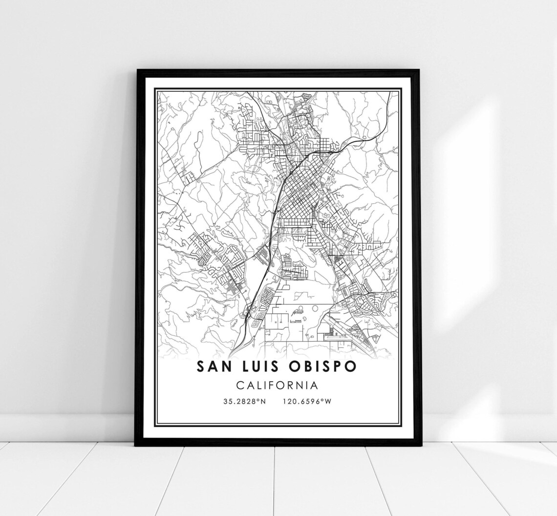 San Luis Obispo Map Poster, Travel Wall Art