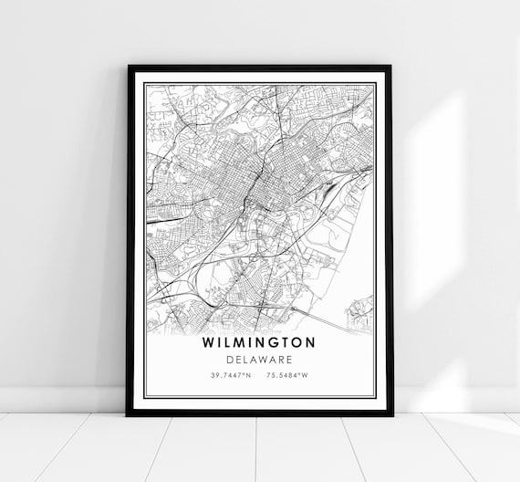 Wilmington Delaware Map Art Print, City Map