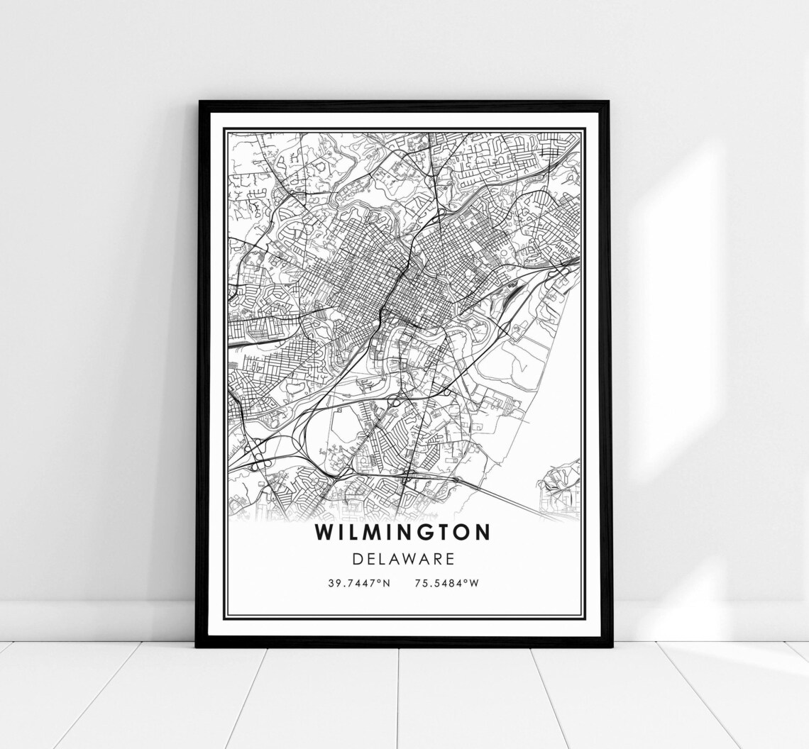 Wilmington Delaware Map Art Print, City Map