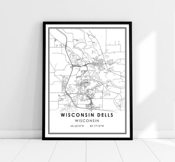 Wisconsin Dells Map Poster, Travel Map Wall Art