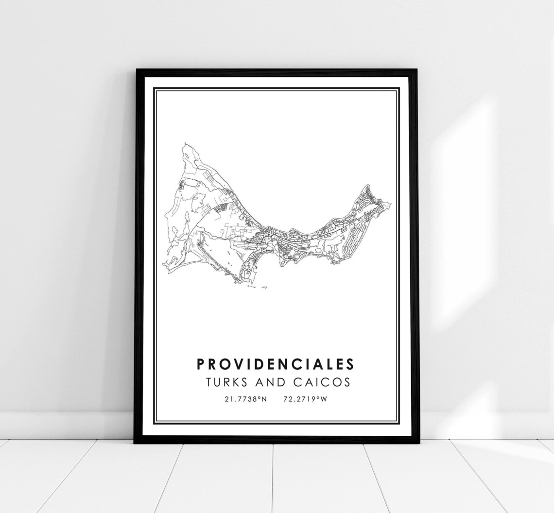 Providenciales Map Print, Turks and Caicos Travel Poster