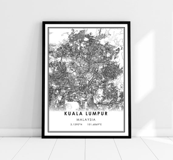 Kuala Lumpur Map Print, Malaysia City Travel Poster