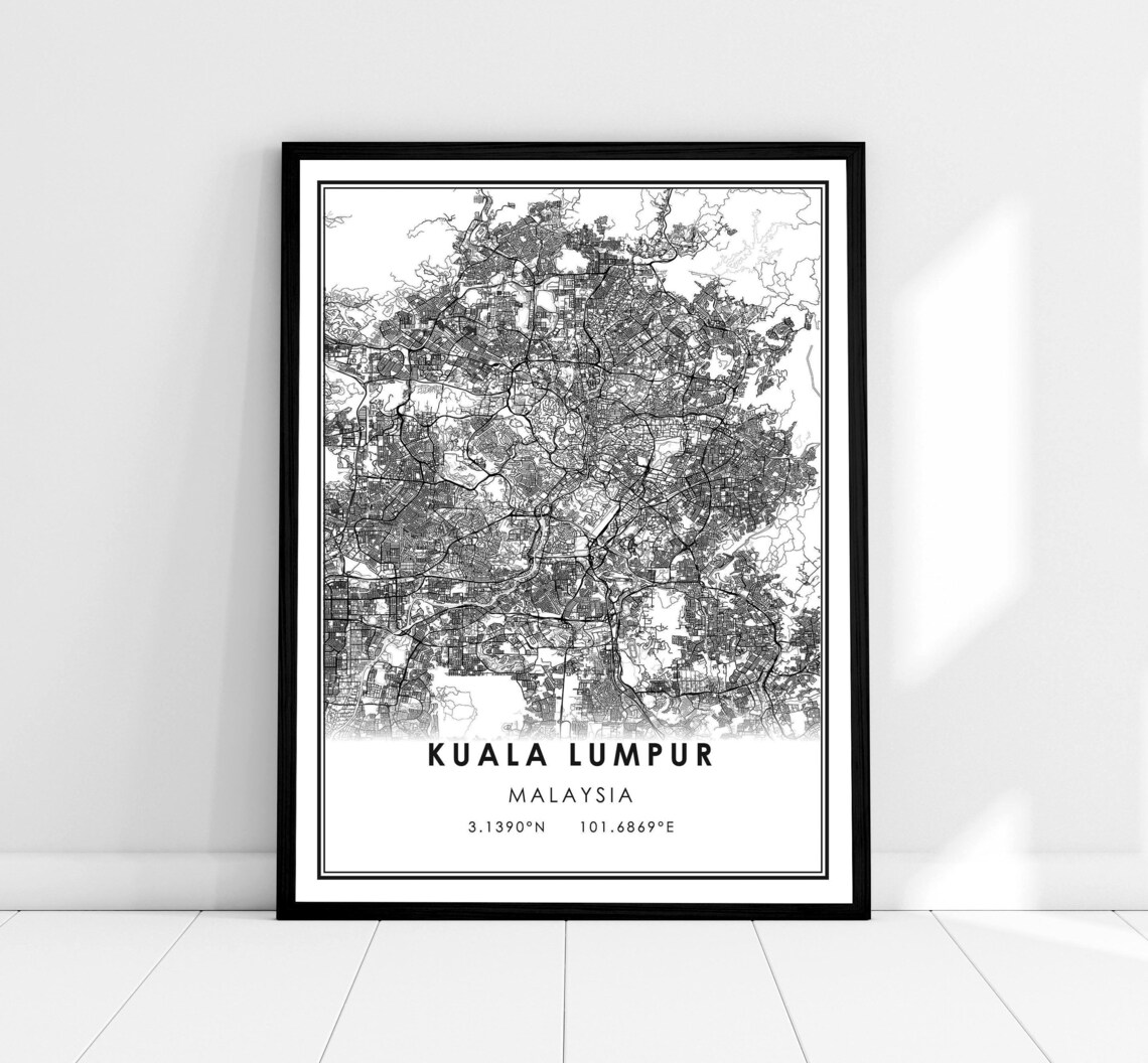 Kuala Lumpur Map Print, Malaysia City Travel Poster