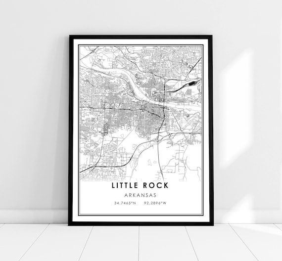 Little Rock Map Poster, Arkansas City Travel Print