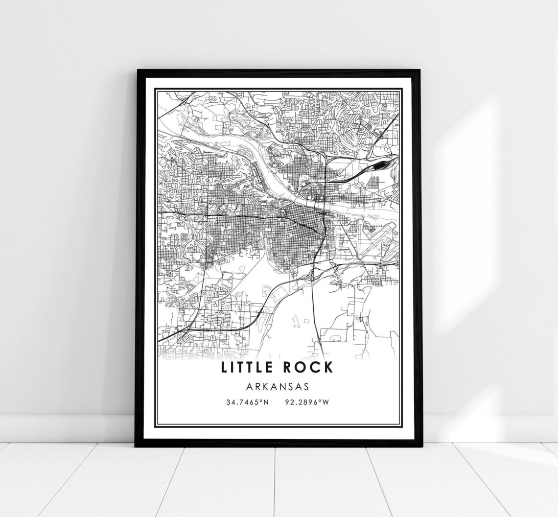Little Rock Map Poster, Arkansas City Travel Print