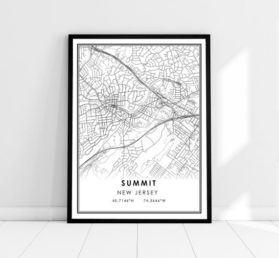 Summit Map Print Poster Canvas New Jersey City