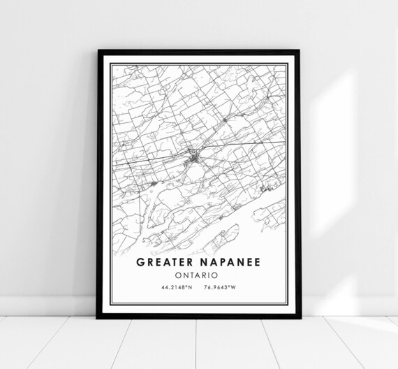 Greater Napanee Ontario Minimalist Black and White City Map Poster