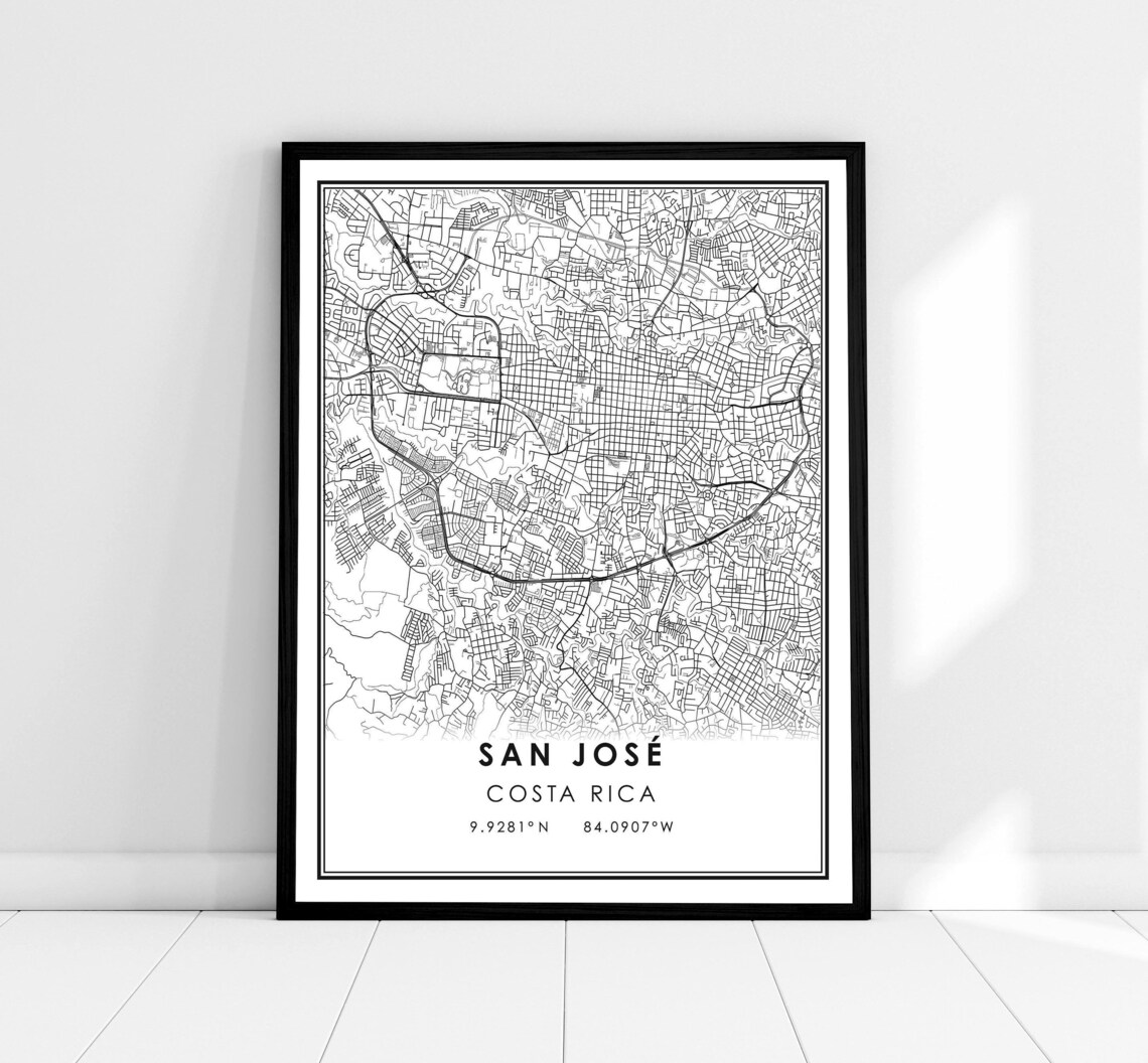 San Jose Map Print, Costa Rica City Travel Poster