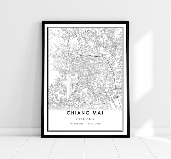 Chiang Mai Map Print Poster, Thailand City Map