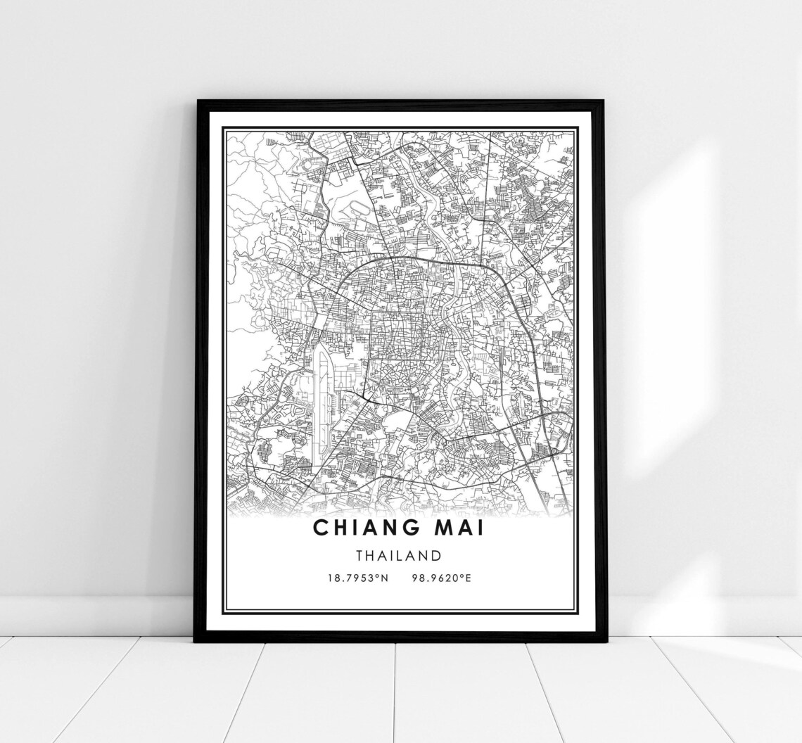Chiang Mai Map Print Poster, Thailand City Map