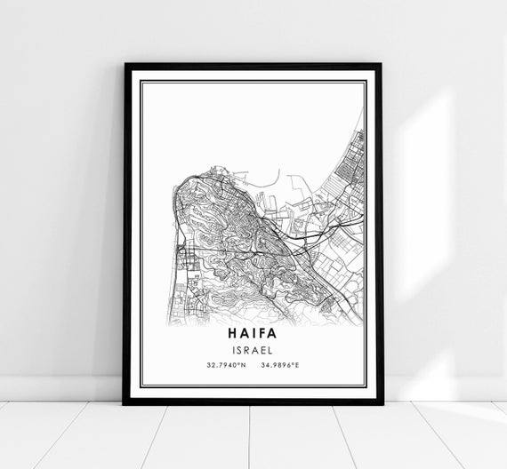 Haifa Map Print, Israel City Travel Poster
