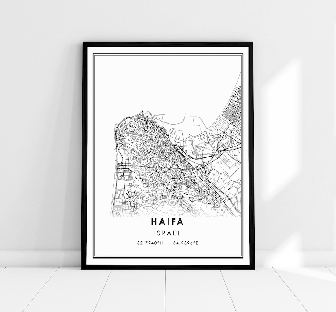 Haifa Map Print, Israel City Travel Poster