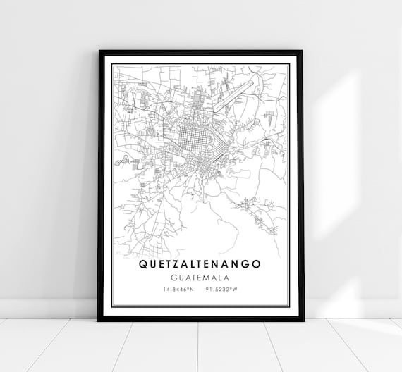 Quetzaltenango Map Poster, Guatemala Travel Print
