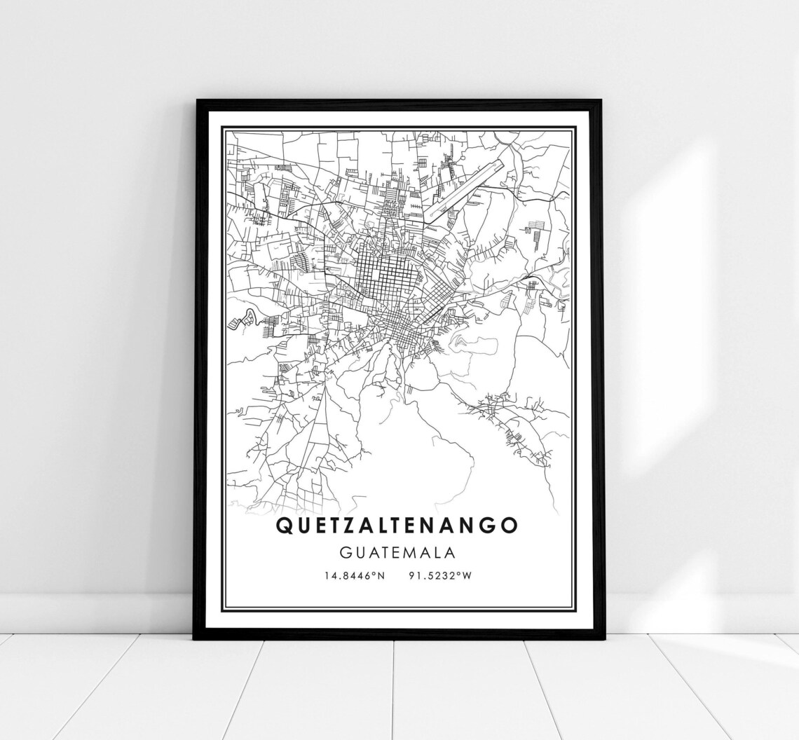 Quetzaltenango Map Poster, Guatemala Travel Print