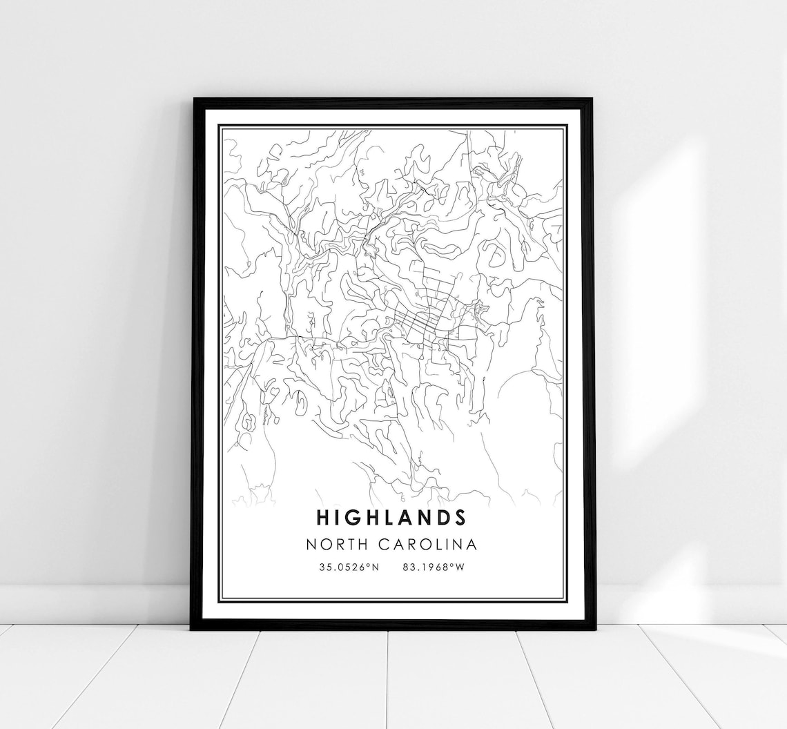 Highlands North Carolina Map Poster Print
