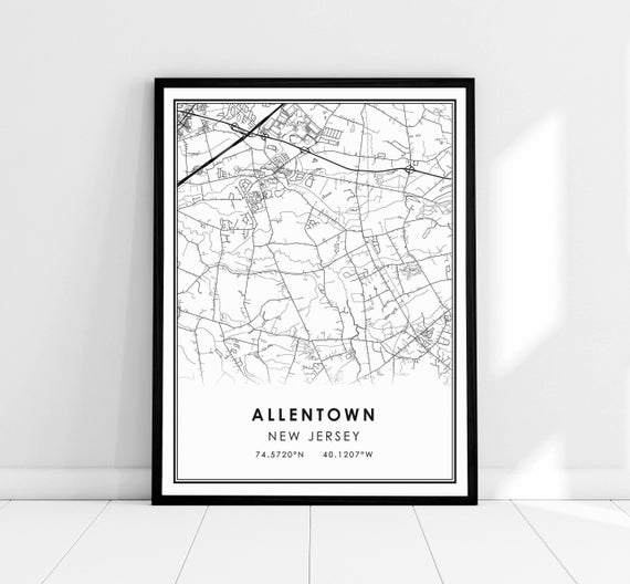 Allentown New Jersey Map Print Poster Canvas City
