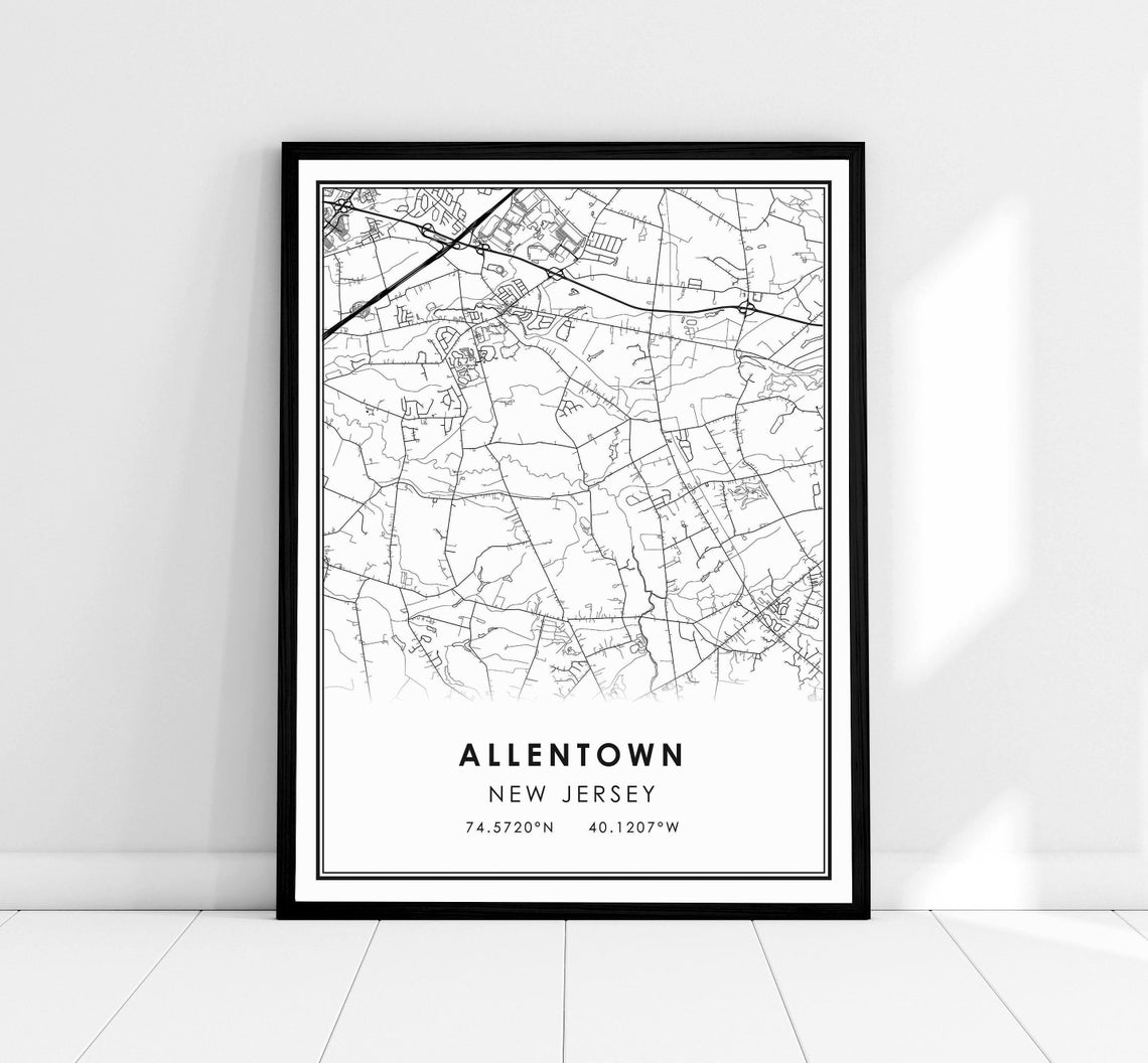 Allentown New Jersey City Map Poster Minimalist Coordinates Design