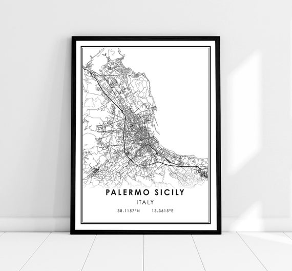 Palermo Map Poster, Italy City Travel Print