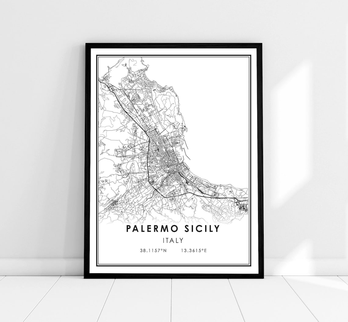 Palermo Map Poster, Italy City Travel Print