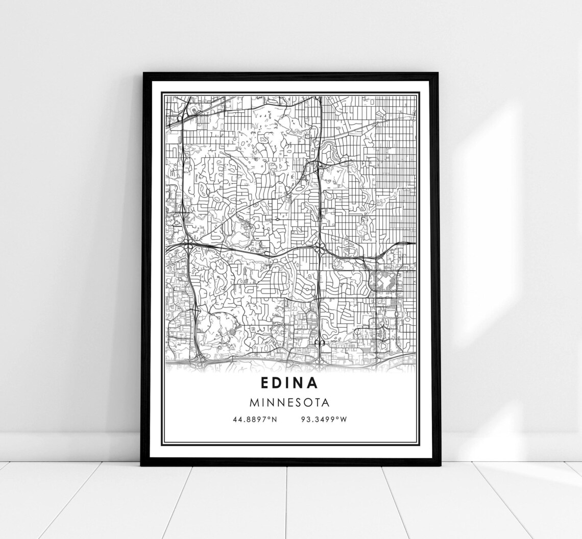 Edina Map Print Poster, Minnesota City Art
