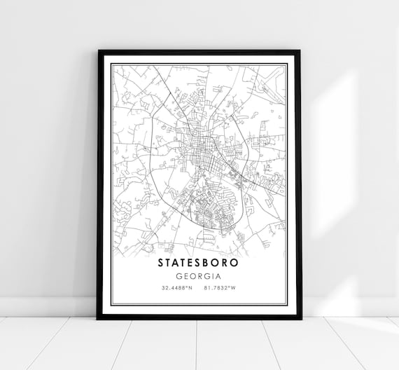 Statesboro Map Print, Georgia City Travel Poster
